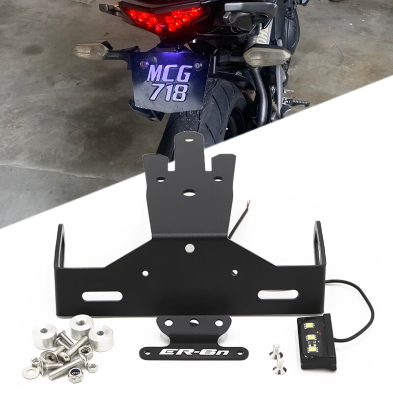 

Для KAWASAKI ER-6N ER6N 2012-2016 рамка держателя номерного знака мотоцикла со светодиодным задним фонарем кронштейн аксессуары черный