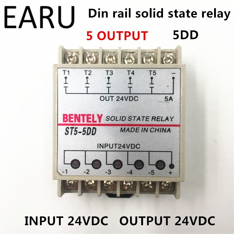 

5DD 5-канальный DIN-рейка SSR Quintuplicate пяти входов выход 24 В постоянного тока однофазное твердотельное реле ПЛК модуль горячий