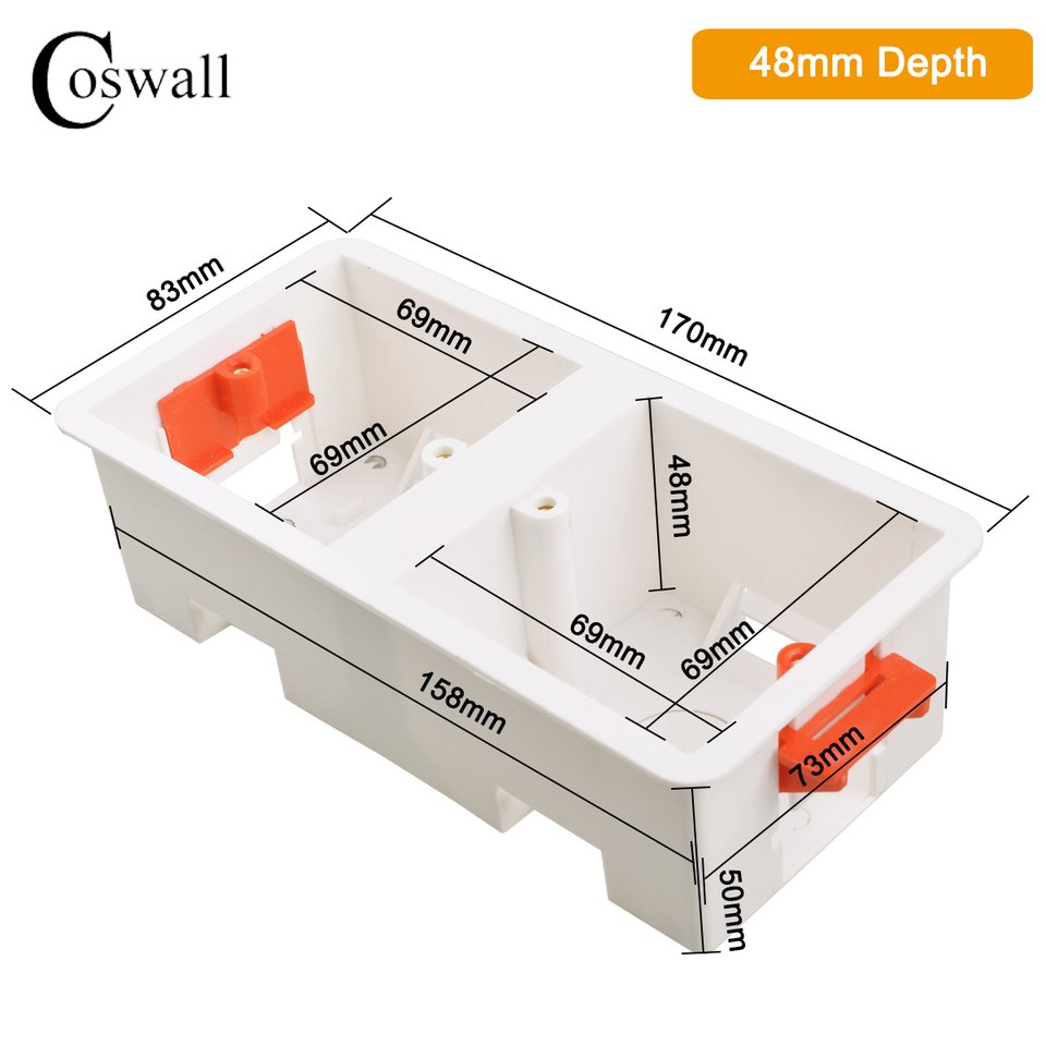 

Кассета типа Coswall 86 1/2 Gang, коробка с сухой подкладкой для гипсокартона/гипсокартона/гипсокартона, глубина 50 мм, настенный выключатель, коробка, настенная розетка