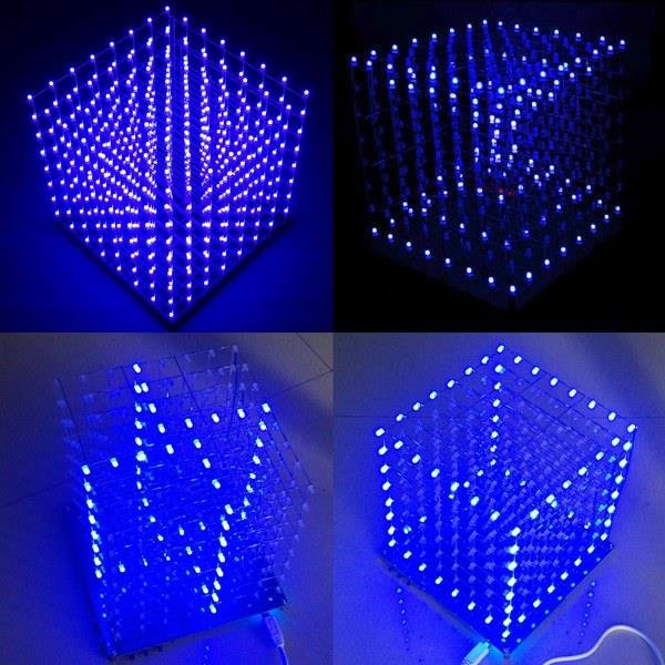 

8x8x8 LED Cube 3D Light Square Blue LED Электронный набор «сделай сам»