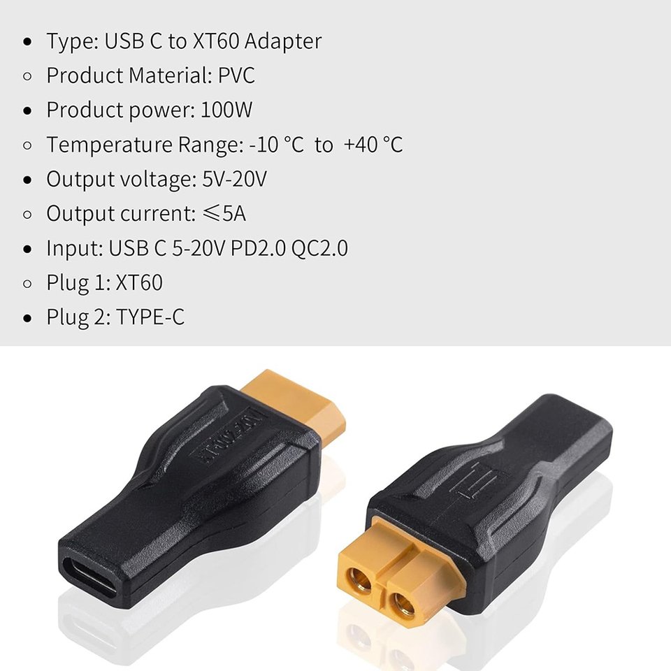 

Адаптер USB C к XT60 nku 2 шт., 100 Вт