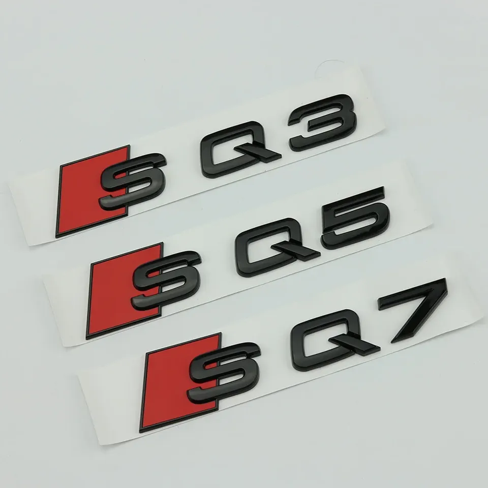 

3D ABS глянцевый черный логотип Audi SQ2, SQ3, SQ5, SQ7, SQ8, наклейка с эмблемой, буквами, наклейка на задний багажник автомобиля, значок, наклейка для Audi авто