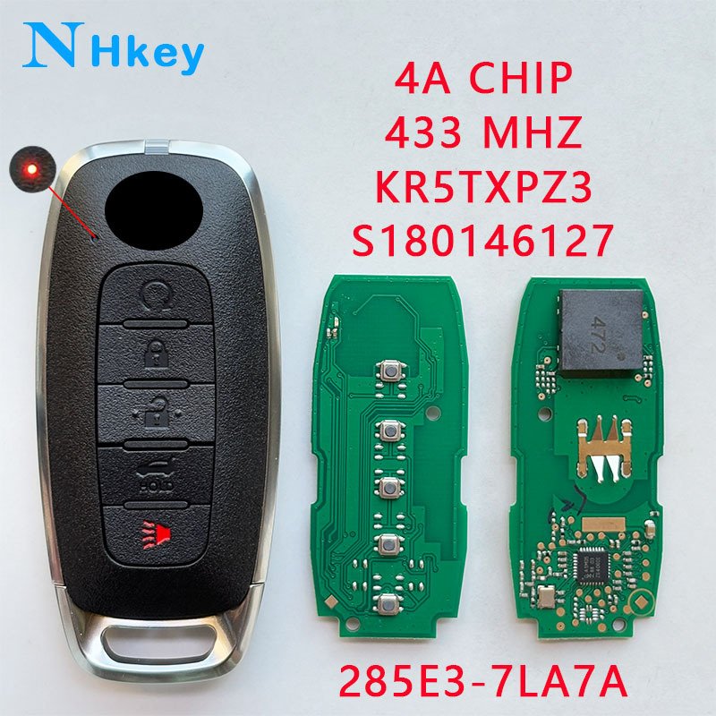 

Ключ NH S180146127 285E3-7LA7A KR5TXPZ3 433 МГц 4A чип 5 кнопок автомобильный дистанционный ключ для Nissan 2022 + Pathfinder/Rogue/Kicks