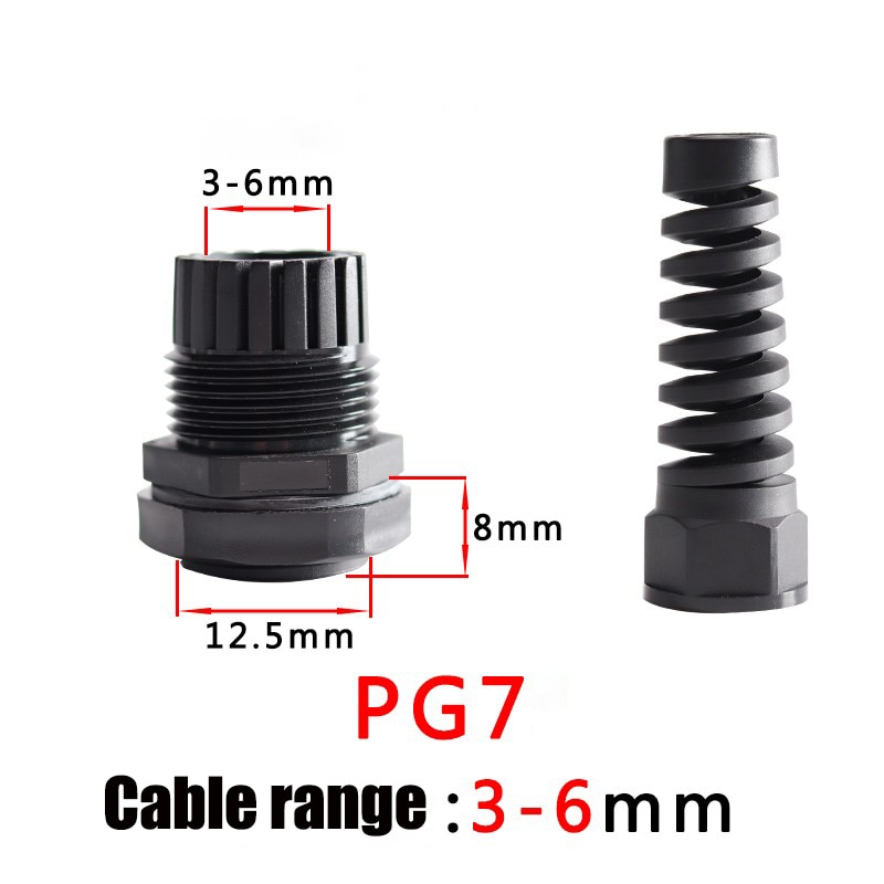 

Кабельные сальники M12 PG7/PG9/PG11 нейлон IP68 3-6 мм 5 шт