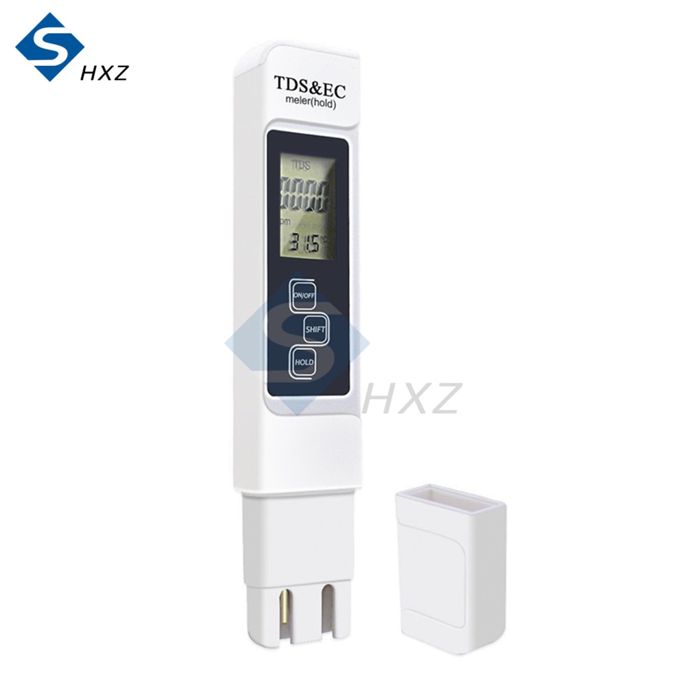 

Тестер качества воды, цифровой инструмент TDS и EC, температура 0-9990 ppm, тестер для аквариумов, бассейна, измеритель твердости TDS/EC, тестовый инструмент, белый, синий