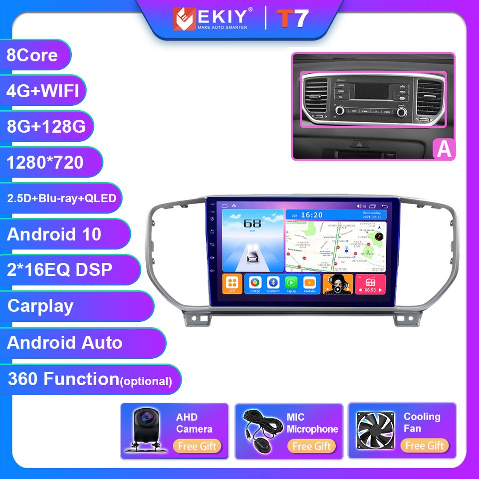 

EKIY T7 8G + 128G DSP для Kia Sportage 4 QL 2018 2019 Android 10 Автомагнитола мультимедийный видеоплеер навигация GPS No 2 Din DVD HU