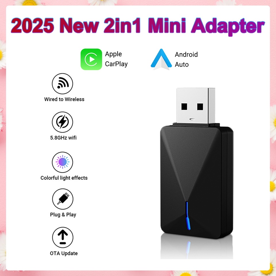 

Универсальный Беспроводной Адаптер Carplay И Android Auto Mini Box 2 В 1, RGB USB Plug&Play, Совместимый С 99% Автомобилей