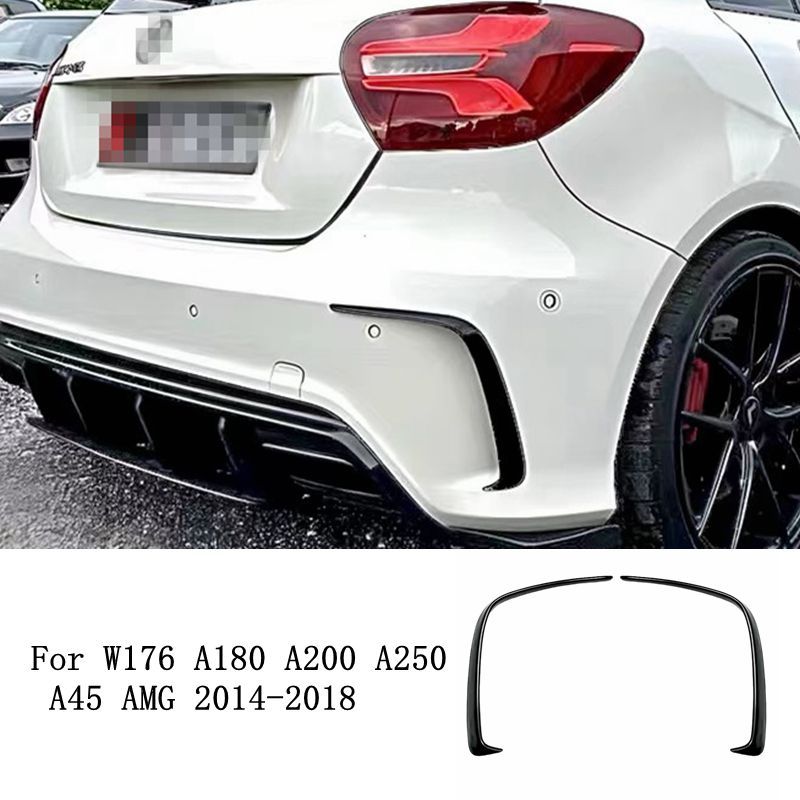 

2 шт. 2013–2018 для Mercedes Benz W176 A200 A250 AMG, задний бампер, спойлер, боковые канавки, сплиттер, накладка из АБС-пластика, глянцевый черный