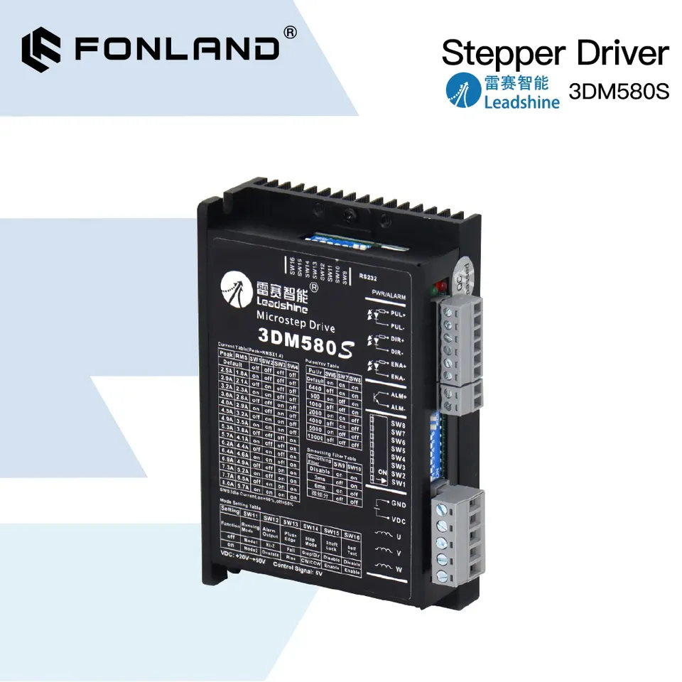 

FONLAND Leadshine 3-фазный драйвер шагового двигателя 3DM580S Напряжение питания 24-50 В постоянного тока Выход 1,0-8,0 А Ток