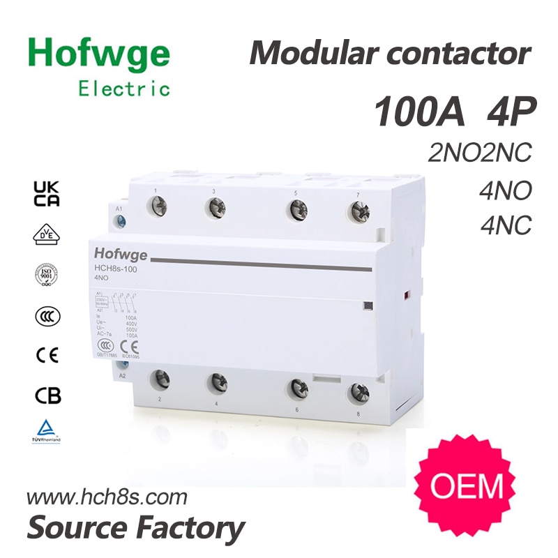 

HOFWGE HCH8s-100 модульный контактор 2P 4P 100A