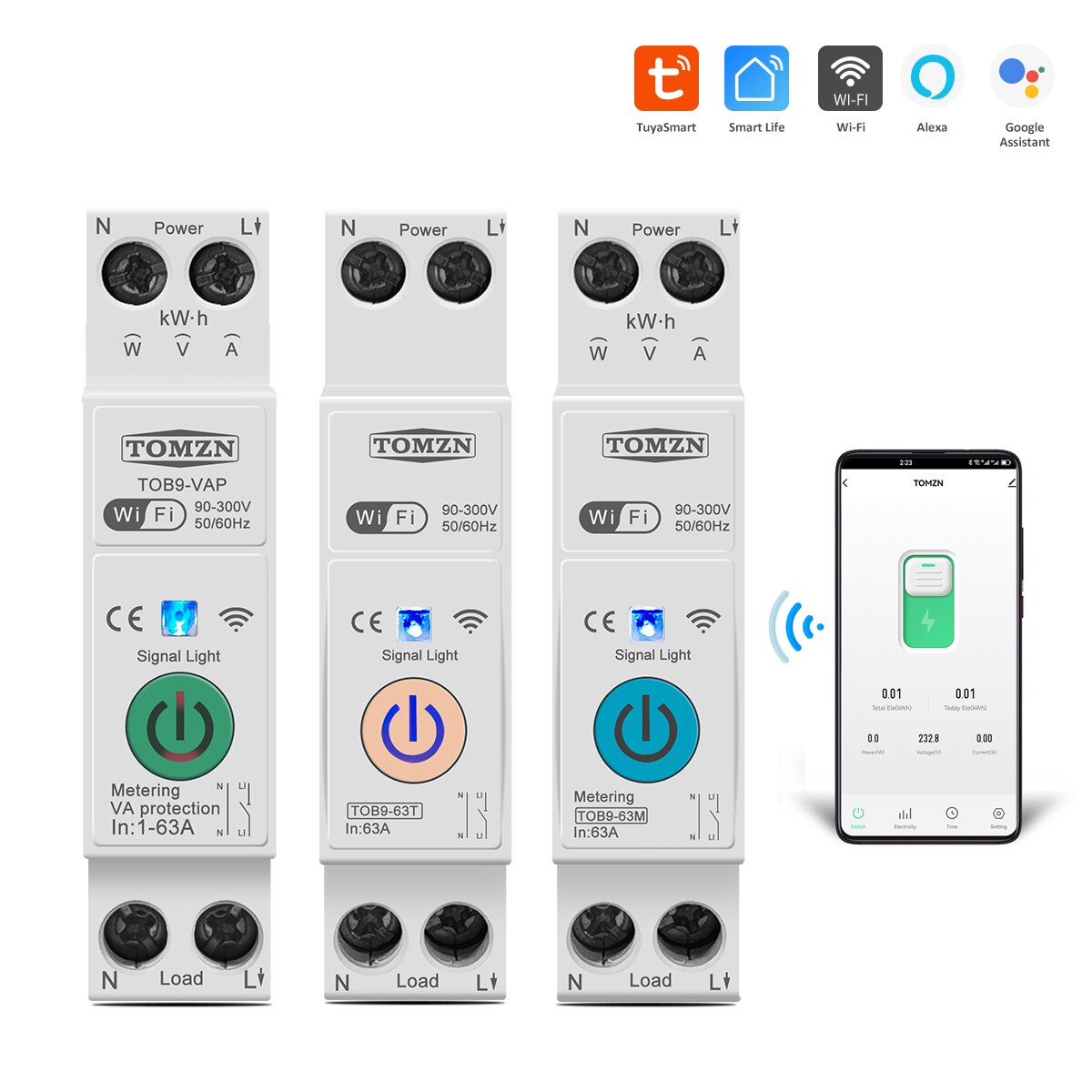 

Умный выключатель TOMZN 63A WIFI