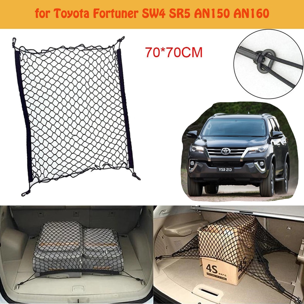

Для Toyota Fortuner SW4 SR5 AN150 автомобильный багажник, сетчатая сетка, карманный органайзер для грузовых автомобилей, держатель для сетки, аксессуары для багажа, эластичный