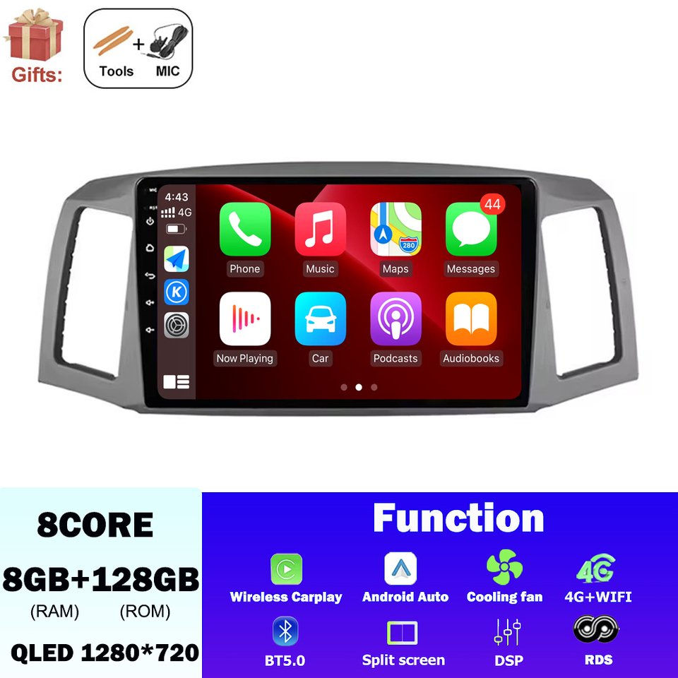 

10,1 ''для JEEP Grand Cherokee WK 2004-2007 автомобильный радиоприемник Android мультимедиа стерео Carplay авто GPS навигация головное устройство авторадио