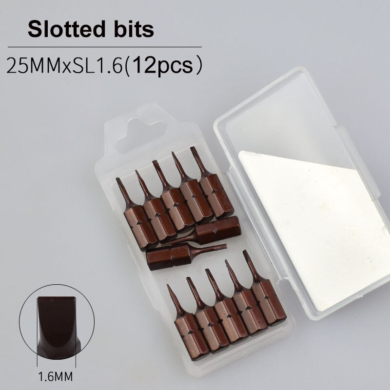 

12 шт. 1/4 "25 мм с прорезями SL1.6/2 SL3 SL4 SL4.5 SL5 SL5.5 SL6 SL6.3 SL7 отвертка для ремонта ручных инструментов плоские отвертки