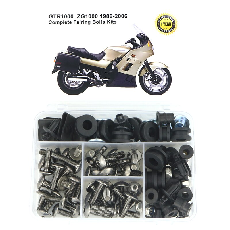 

Подходит для мотоцикла Kawasaki GTR1000 ZG1000 1986-2006, полный комплект болтов для обтекателя, винты, гайки, зажимы для обтекателя