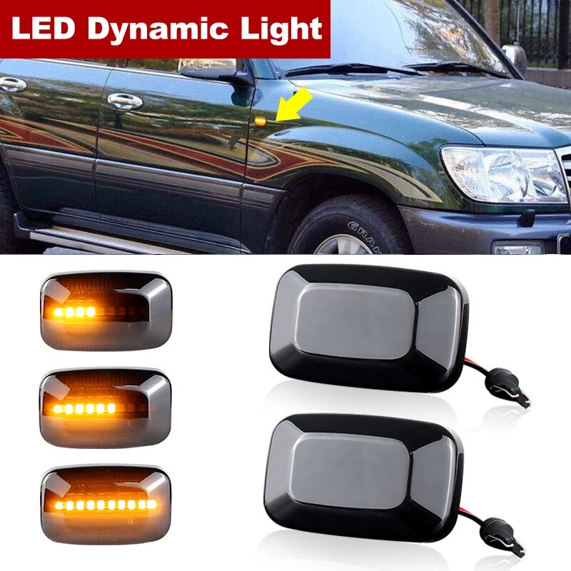 

Для Toyota Landcruiser Land cruiser 70 80 100 Series 1998-2007 светодиодные, боковые, габаритные фонари, Динамический указатель поворота