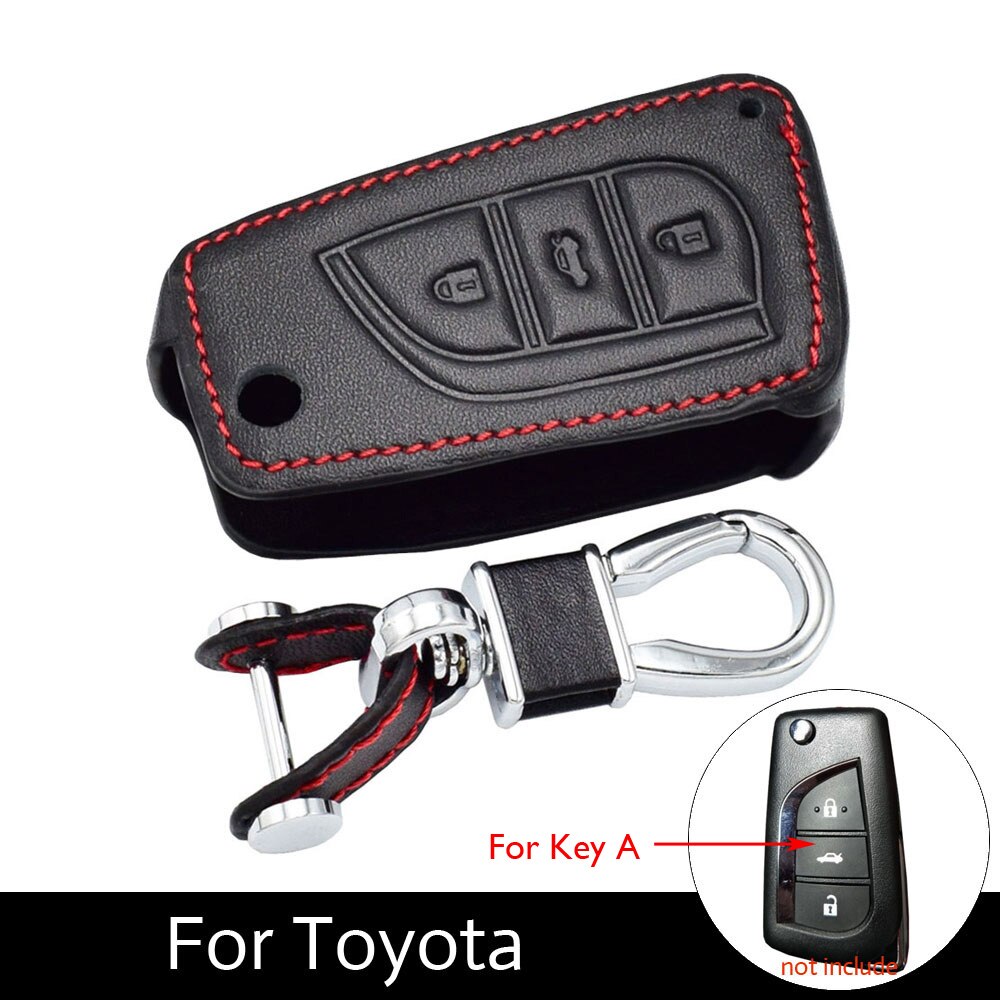 

Кожаный чехол для ключей автомобиля ATOBABI для Toyota Camry Corolla Avensis Verso Auris Hybrid Hi-Lux, 3-кнопочный складной защитный чехол с дистанционным управлением