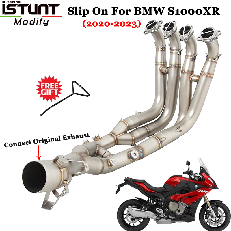 

Мотоциклетные выхлопные системы, слипоны для BMW S1000XR 2020-2023, Модифицированная головка, передняя звеньевая труба, соединение для выхода, оригинальный глушитель