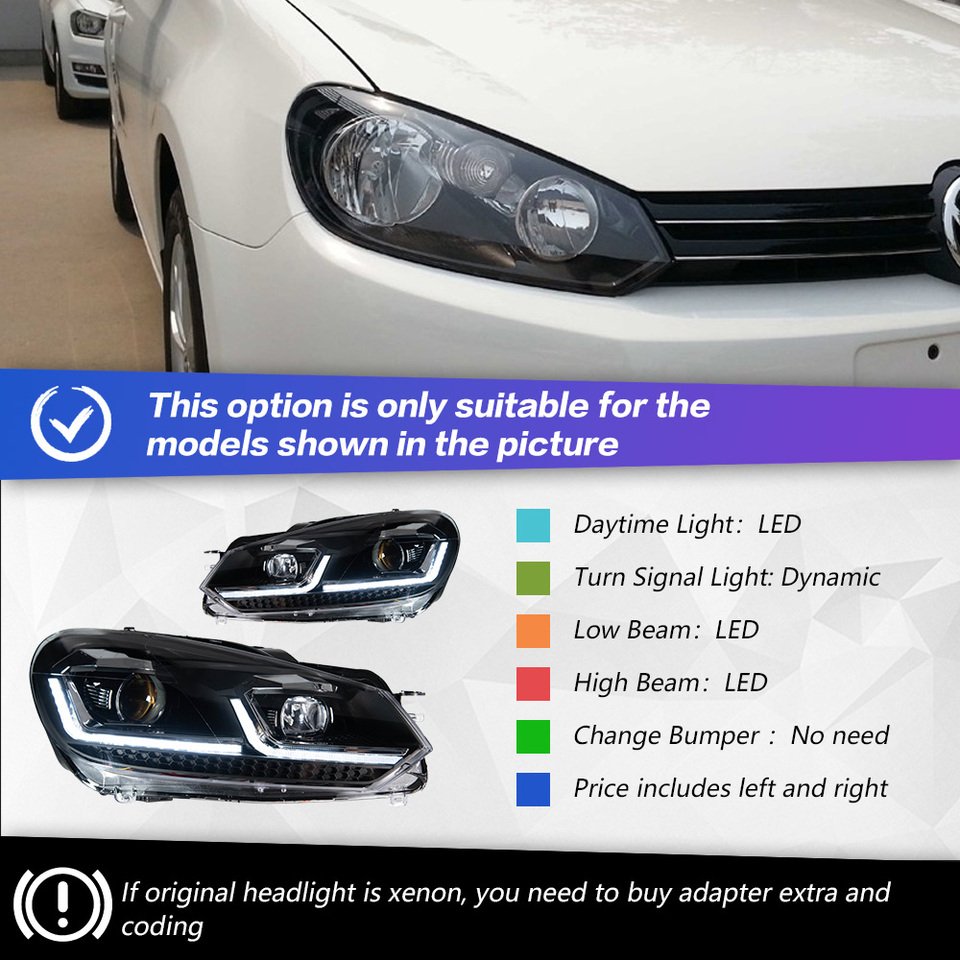 

Автомобильные фары для VW Golf 6 Golf 6 MK6 Фара 2009-2012 R20 GTI Фара Drl Объектив проектора Автомобильные аксессуары