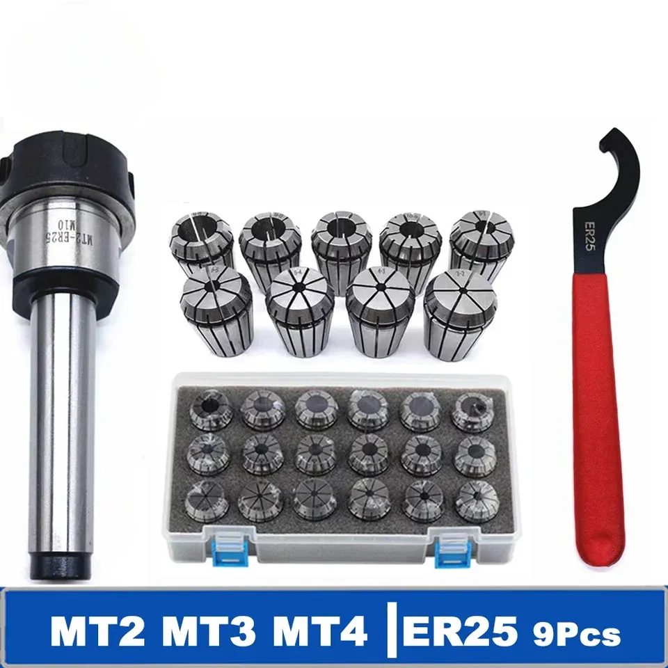 

OUIO ER25 Соберите MT2 MT3 MT4 Пружинные зажимы 15 шт. MT2 M12 Цанговый патрон Держатель конуса Морзе MT2 MT3 MT4 ER25 Набор