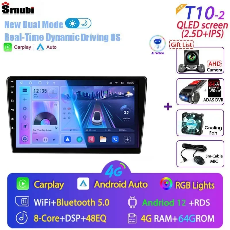 

Автомобильный радиоприемник 2 Din Android 12 Auto Carplay Универсальный 7 "9" мультимедийный плеер для Nissan Honda Toyota Lada Volkswagen Hyundai Ford