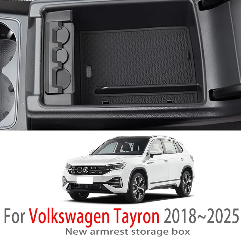 

Автомобильные аксессуары для VW Volkswagen Tayron 2018 ~ 2025 2020, подлокотник для центральной консоли, ящик для хранения, многофункциональное хранилище, автозапчасти