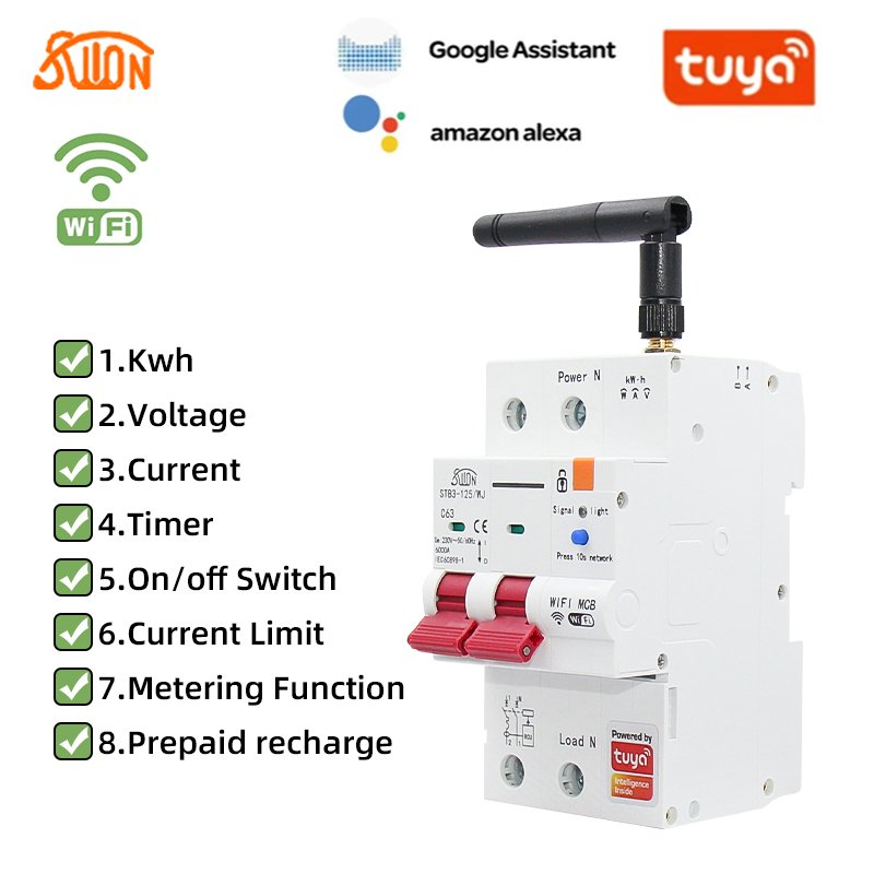 

Автоматический выключатель MJJ Tuya Wi-Fi 1P-4P 63A
