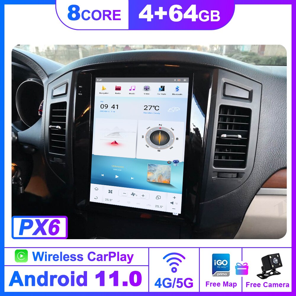 

Android 13 8 + 256 ГБ Qualcomm для Mitsubishi Pajero 12,3-дюймовый T-образный автомобильный радиоплеер MITSUBISHI PAJERO V97 V93 2007-2017 Автомобильный GPS