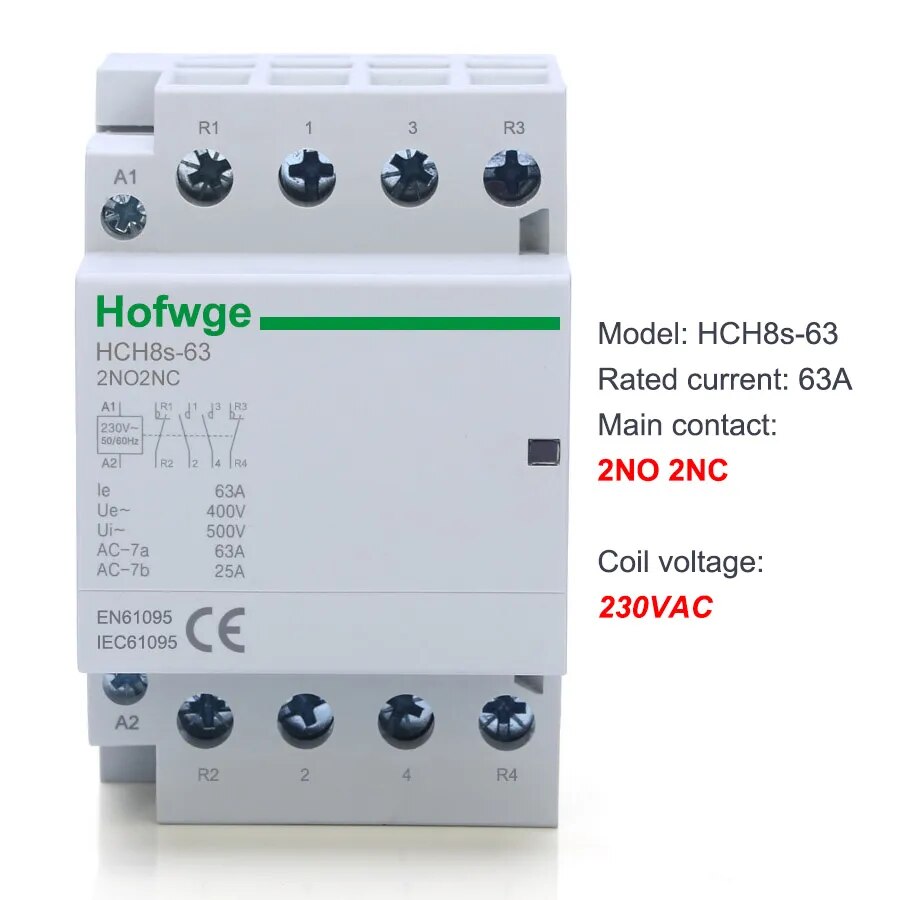 

HOFWGE HCH8s-63 модульный контактор 63A