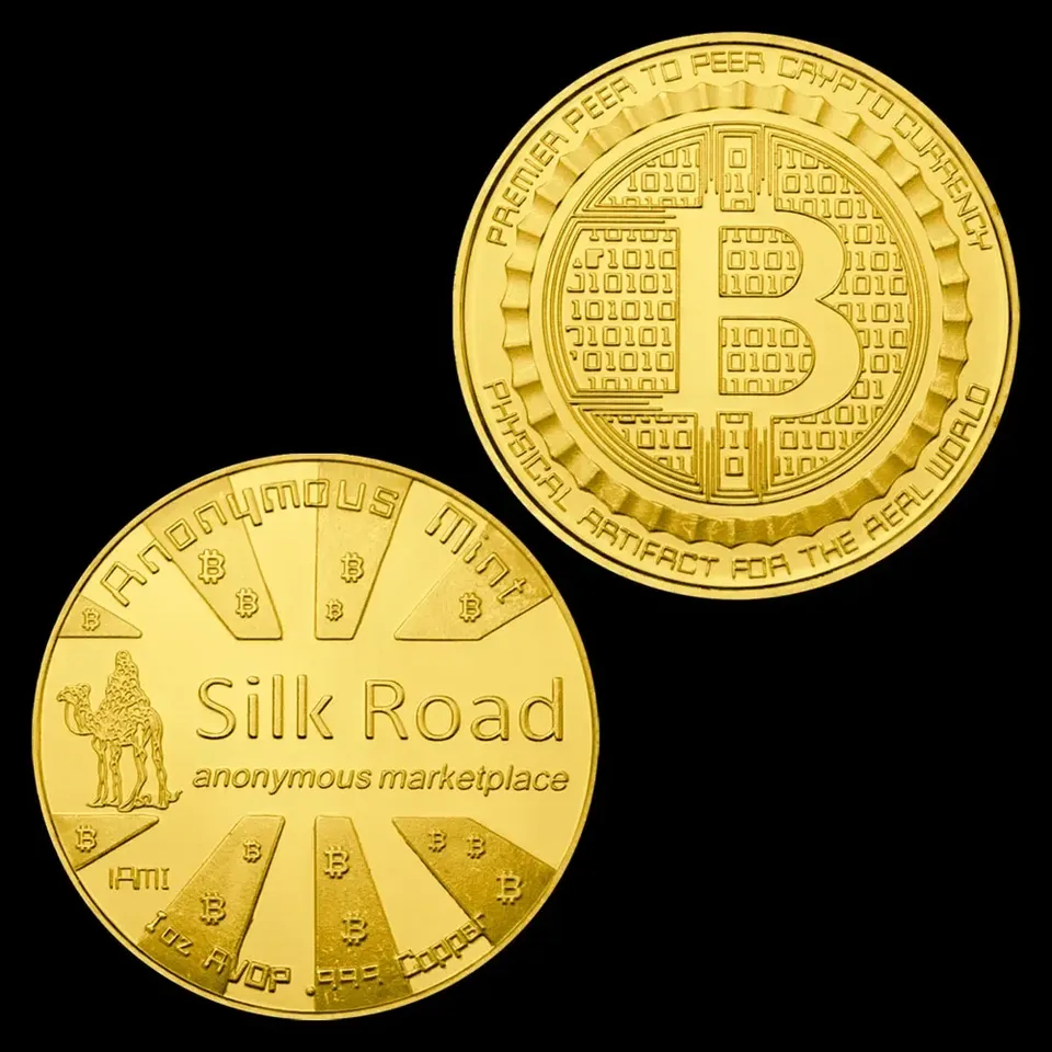

Позолоченная биткойн-сувенирная монета Шелковая дорога Биткойн Криптовалюта Коллекционные подарочные памятные монеты