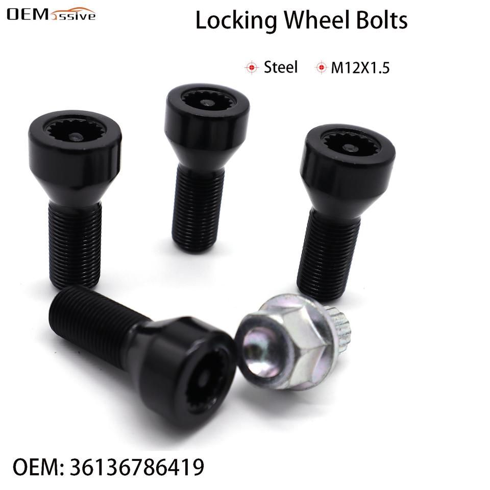 

4x для BMW 1/3/5/6/7 серии Z3 Z4 M3 M5 M6 E36 E46 E60 E61 E81 E87 E90 автомобильные стопорные болты для колес, набор гаек с наконечниками 36136786419 М12х1,5