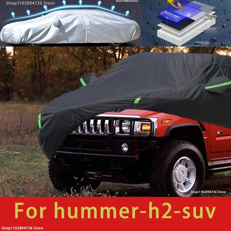 

Для Hummer H2 Fit наружная защита полный автомобильный чехол снежный чехол солнцезащитный козырек водостойкий пылезащитный внешний черный автомобильный чехол
