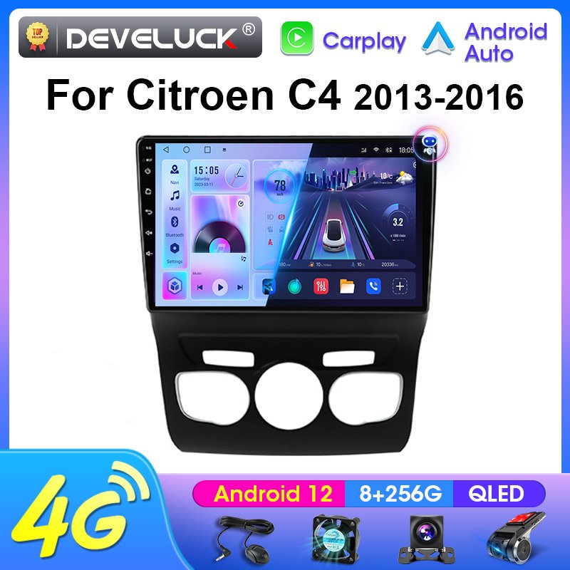

Автомагнитола 2 Din на Android 12 для Citroen C4 2 B7 2013 2014 2015 2016, мультимедийный видеоплеер с GPS-навигацией, 4G Carplay