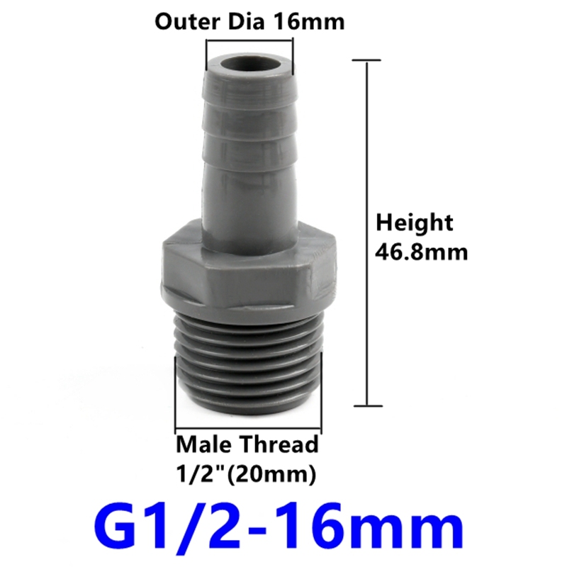 

Серый ПВХ соединитель для аквариума 1/2" 3/4" 8~16 мм