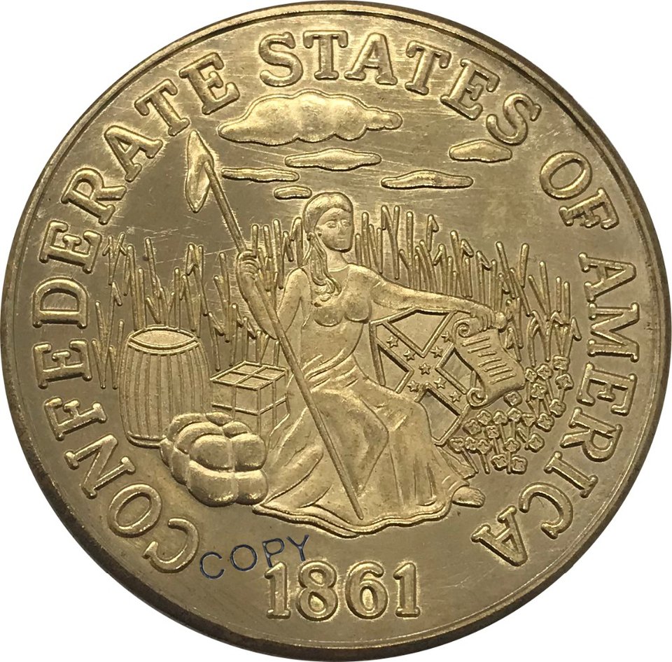 

Коллекционная монета США CSA 1861 год 20 долларов латунная