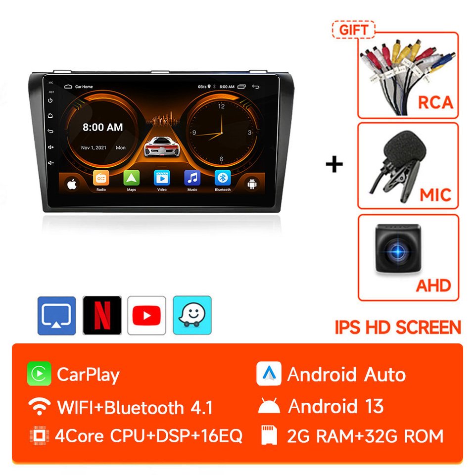 

Core Android 13 Carplay для Mazda 3 2004 2005 2006 2007 2008 2009 Автомобильный радиоприемник с мультимедийным плеером BOSE 2 Din Стерео GPS DVD