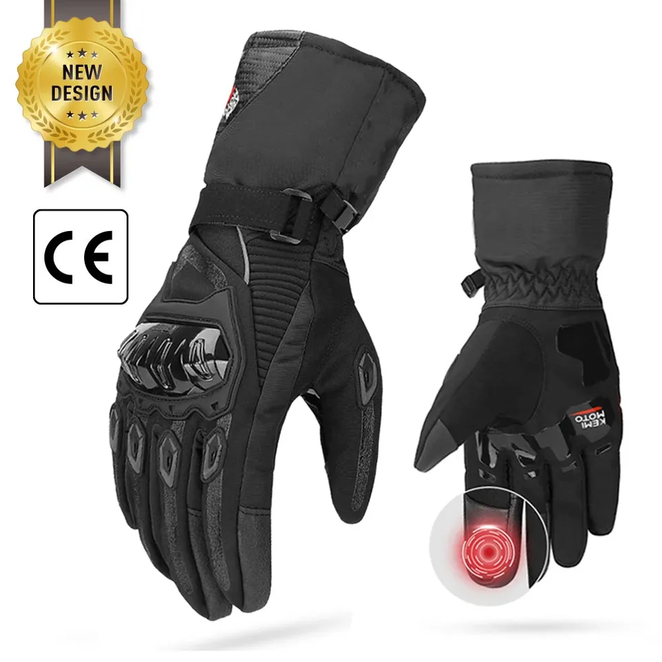 

KEMiMOTO CE мотоциклетные перчатки зимние черные Guantes Moto Invierno теплые водонепроницаемые ветрозащитные перчатки с сенсорным экраном защитные