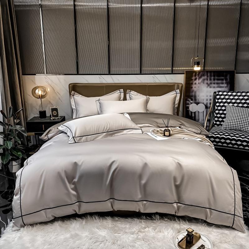 

IvaRose HOME TEXTILE Комплект постельного белья из белого серого египетского хлопка 600TC