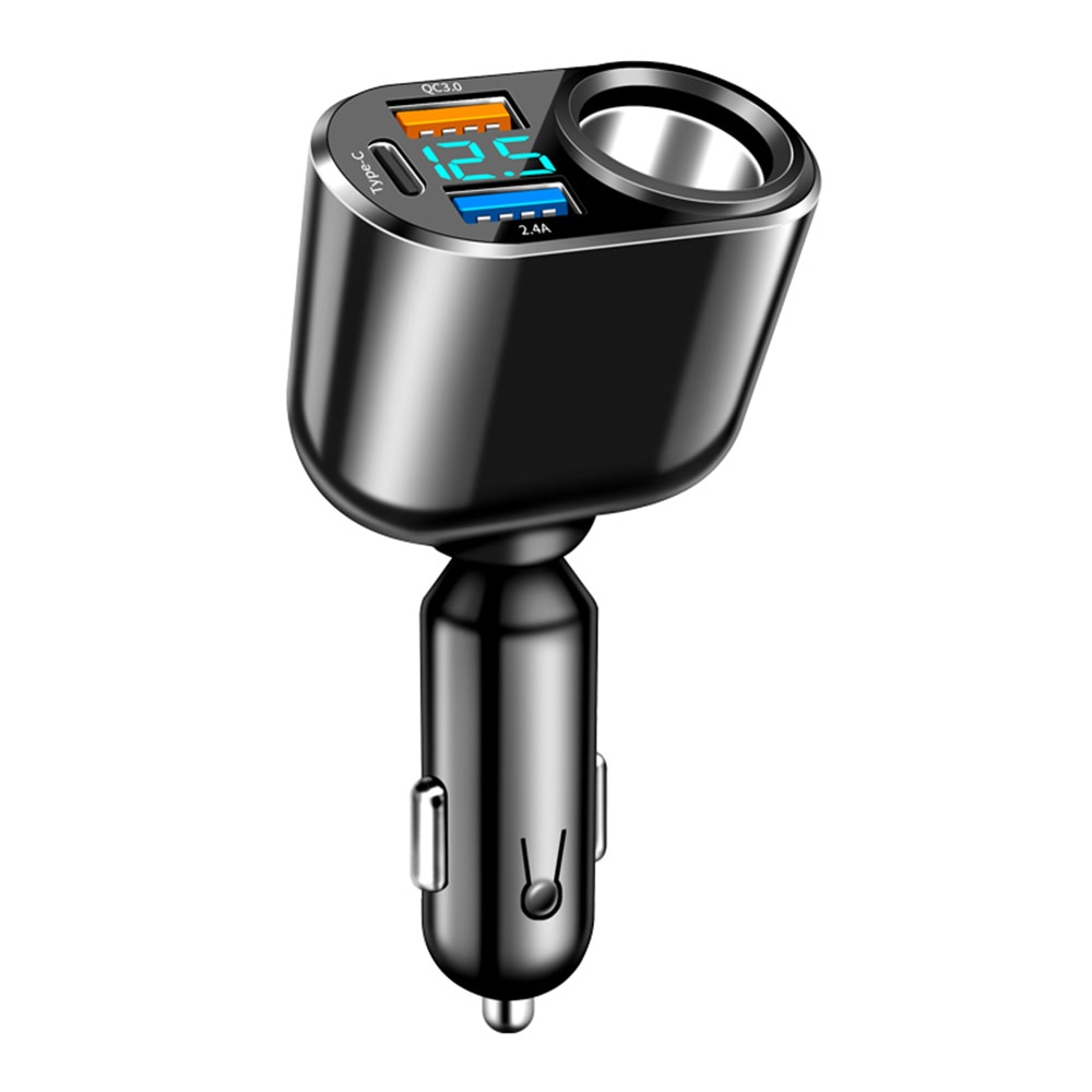 

12 В-24 В автомобильный прикуриватель сплиттер синий атмосферный свет PD QC3.0 2 USB-зарядного устройства C-порты для мобильного телефона DVR Cha H4P2