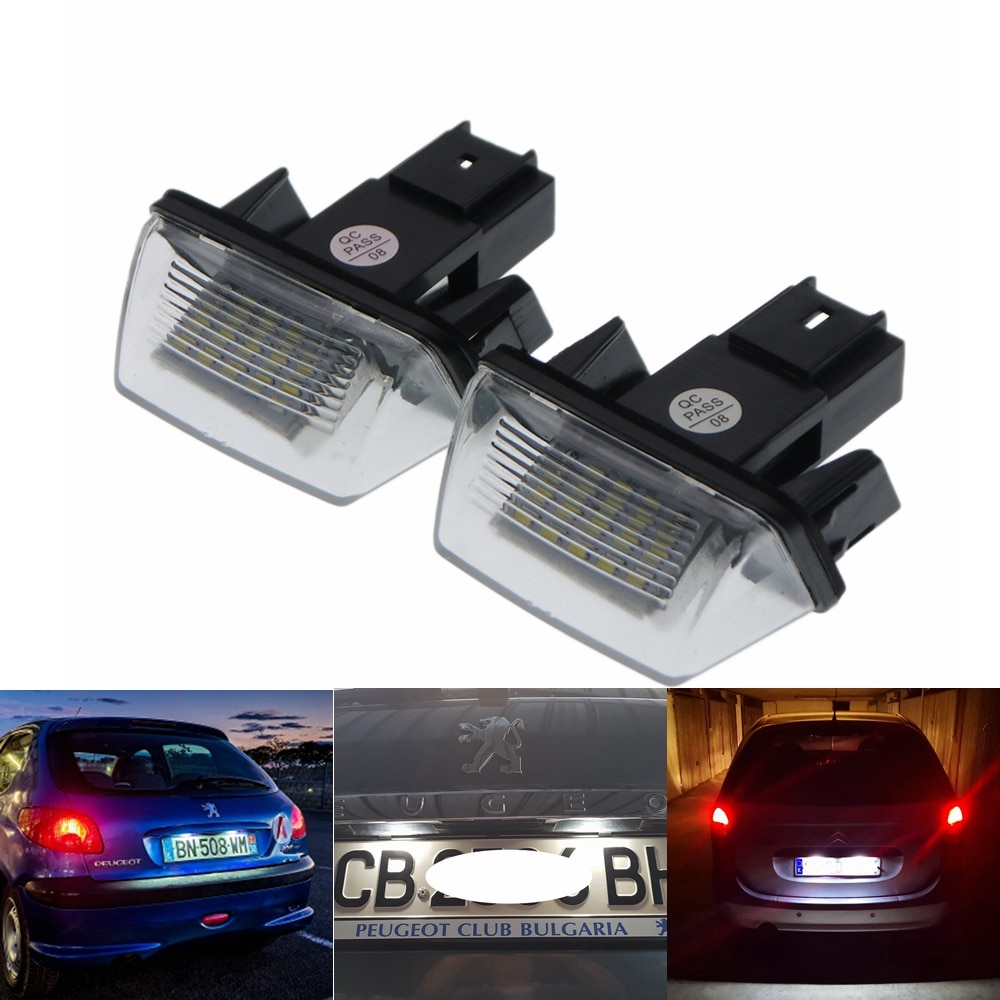 

2x 18SMD светодиодный номер Подсветка регистрационного номера лампы для PEUGEOT 206 207 306 307 308 406 407 5008 партнер SAXO CITROEN C3 C4 C5 с can-bus