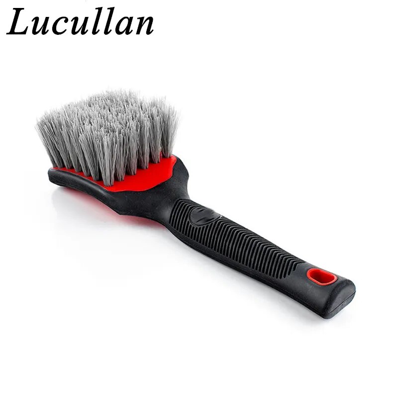 

Резиновая ручка Lucullan, никогда не царапается, щетки для детализации автомобильных колес, средней и жесткой синтетической щетины, очиститель для шин