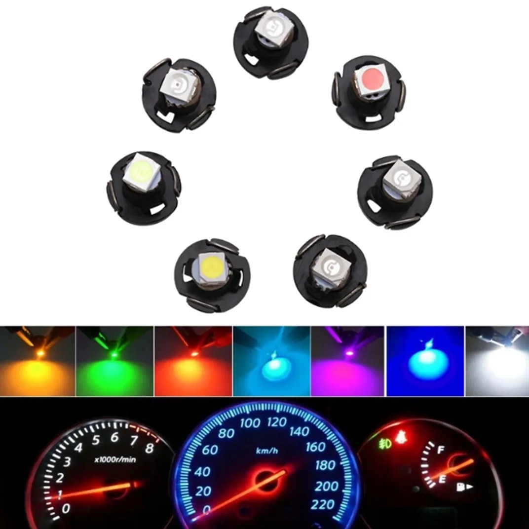 

10x T3 светодиодный 3528 SMD Автомобильная кластерная приборная панель белый лед синий красный розовый зеленый панель инструментов лампы Нео клиновые