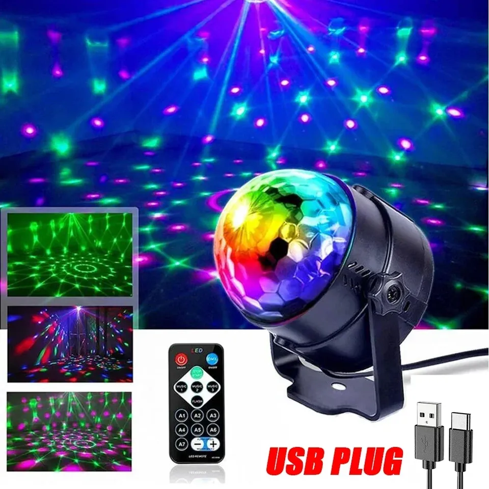 

RGB Светодиодный Эффект Сценического Освещения, Дискотека, Вращающийся DJ-шар, Стробоскоп, Управление Звуком