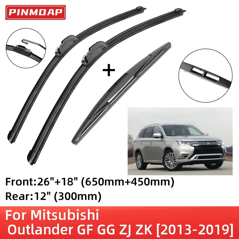 

Для Mitsubishi Outlander GF GG ZJ ZK 2013-2019 передние и задние щетки стеклоочистителя, резак, аксессуары J крючок 2014 2015 2016 2017