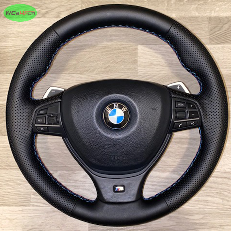 

Кожаный чехол на руль с оплеткой для BMW 5, 6, 7 серии F10 F07 F06 F12 F13 F01 F02 красный, синий, перфорированная кожа из микрофибры