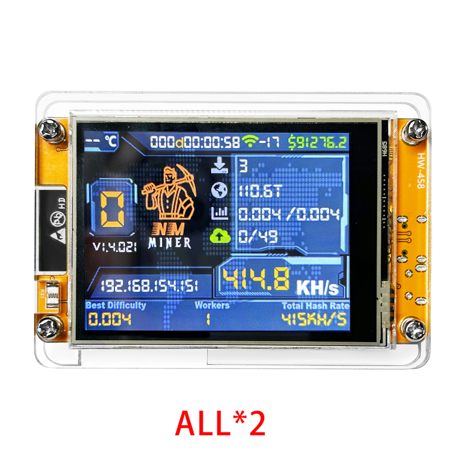 

Heltec Bitcoin Lucky Miner NerdMiner V2 Хешрейт 410 кГц/с ESP32-2432S028R WROOM 2,8 дюйма Smart Displa Crypto Solo Lottery 2 шт.