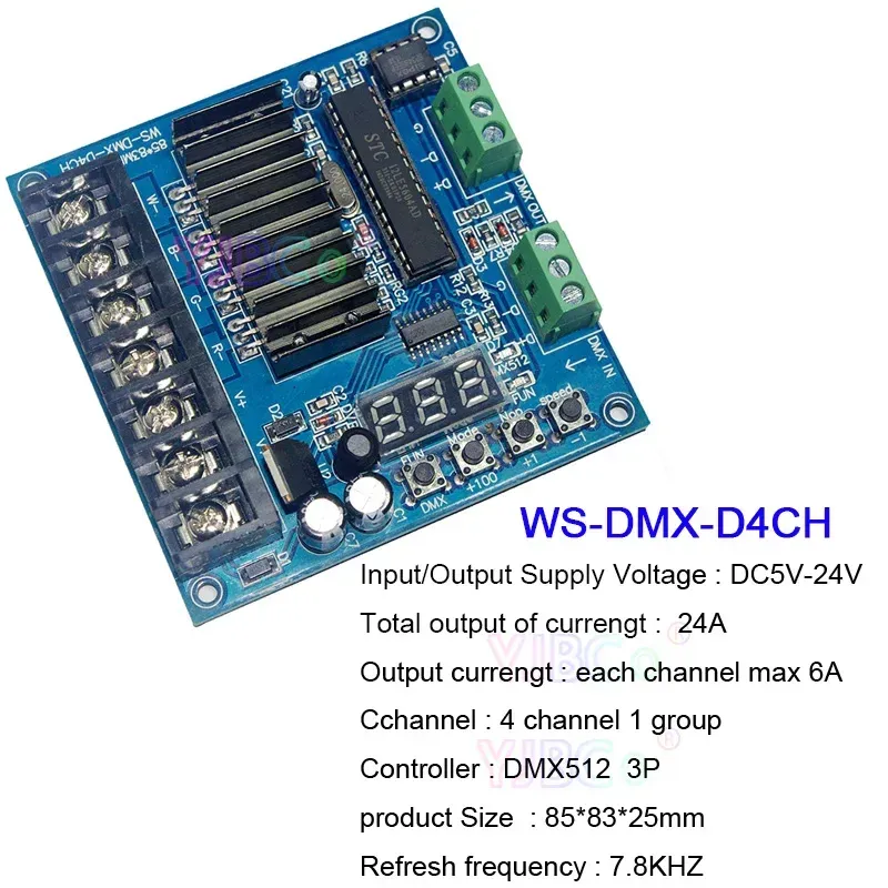 

RGB-контроллер DMX512 МИНИ-DMX-3CH-V1