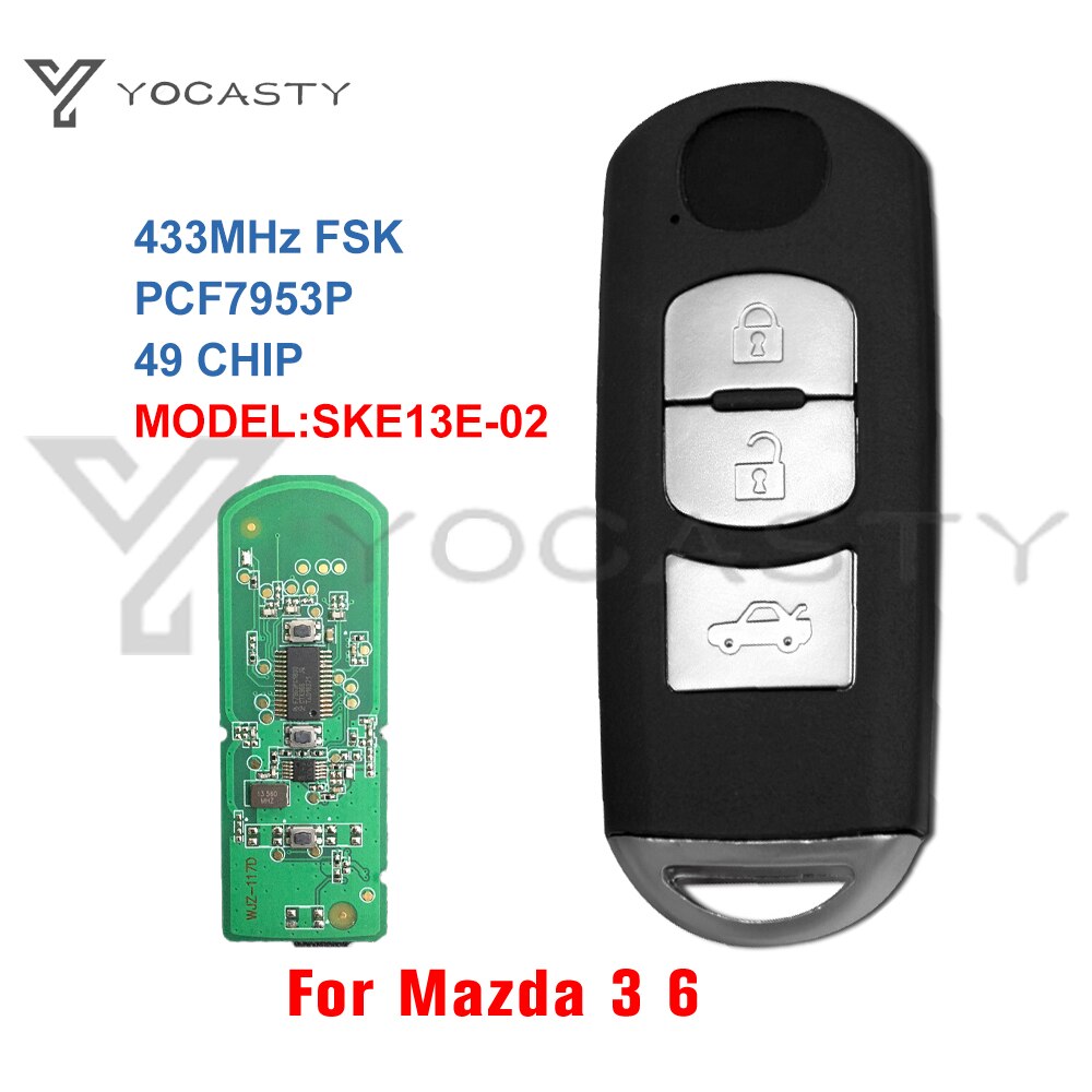 

YCOASTY SKE13E-02 для Mazda 3 6 Mazda3 Mazda6 2017 2018 2019 ID49 чип безключевой смарт-ключ для автомобиля 433 МГц PCF7953P