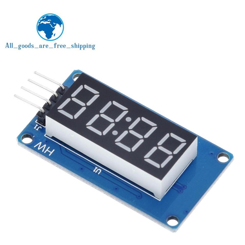 

Модуль светодиодного дисплея TM1637 для Arduino, 7 сегментов, 4 бита, 1,5-дюймовые часы, красная анодная цифровая трубка, комплект с четырьмя серийными драйверами
