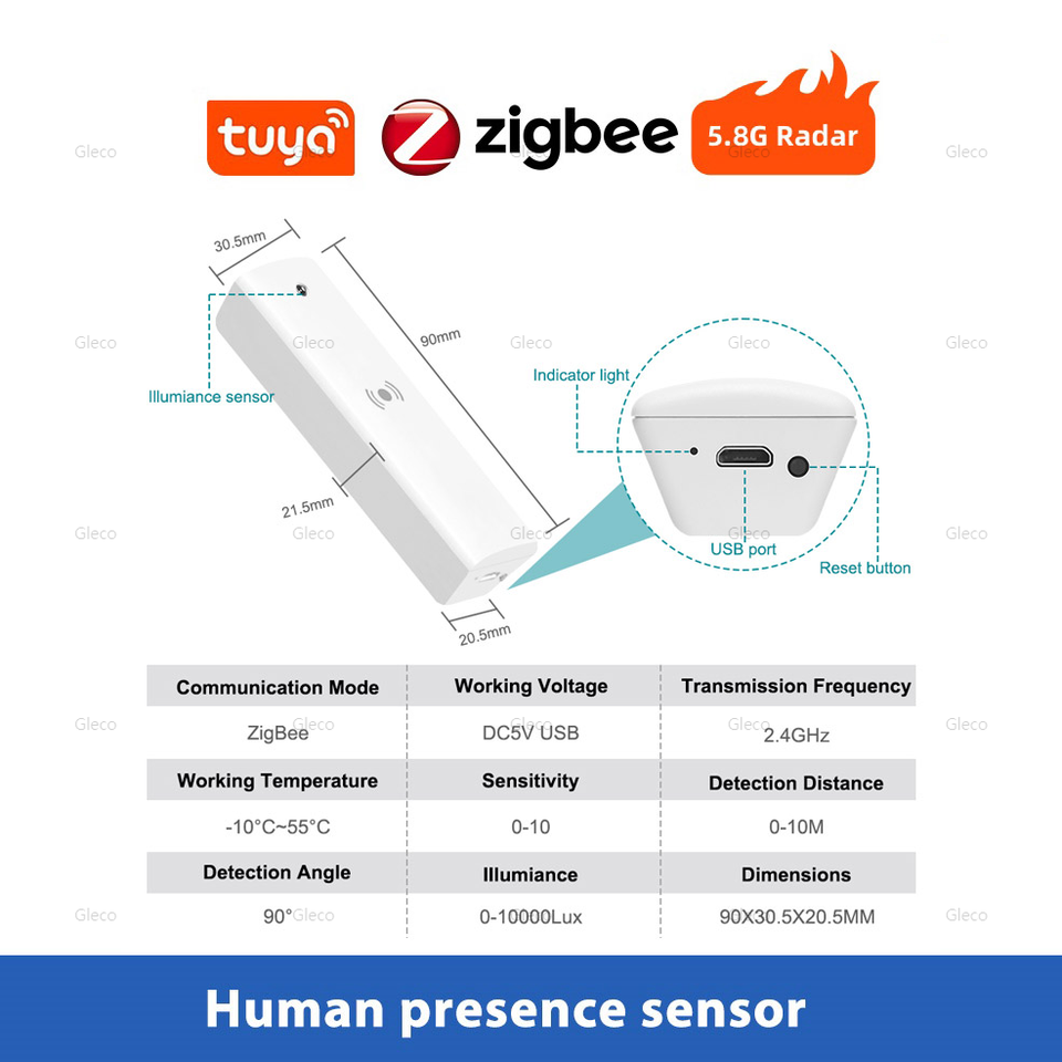 

Gleco Tuya Zigbee Датчик движения